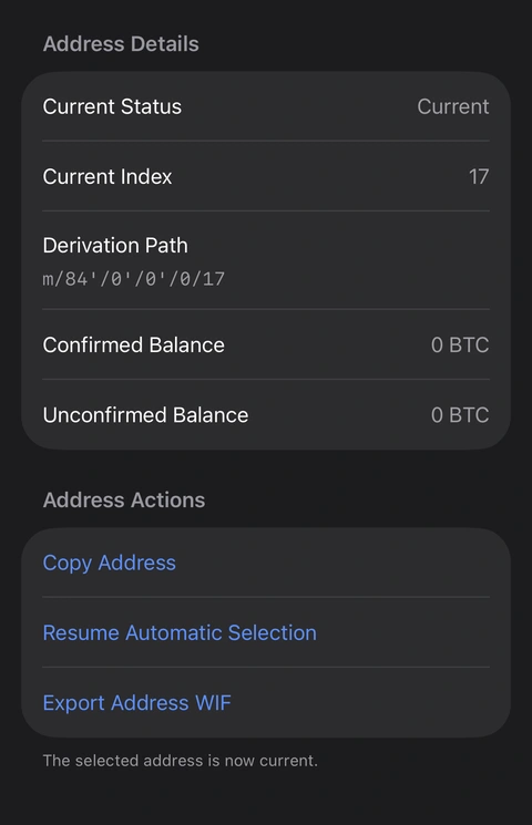 Cropped Aperture details after index 17 becomes Current, showing Resume Automatic Selection.